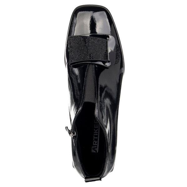 Botki lakierowane damskie Artiker 57C1037 czarne skórzane ocieplone