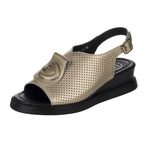 Sandały na koturnie damskie Filippo DS6873/25 GO złote skórzane