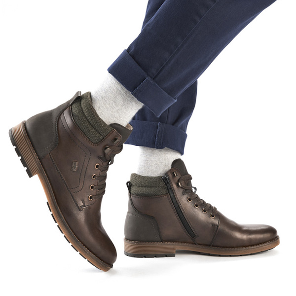 Trzewiki Zimowe Rieker F4544-25 brown skóra