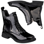 Lakierowane Botki z ozdobami D&A S.Barski MR52-108 czarne skórzane