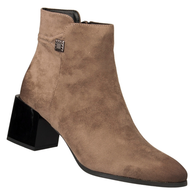 Zamszowe botki damskie Potocki 12743KH beżowe ocieplone wygodne