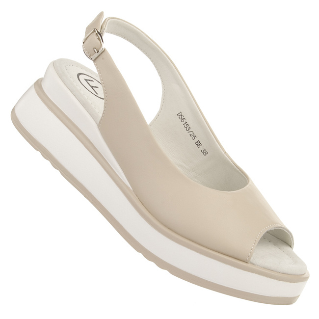 Sandały na platformie damskie Filippo DS6153 BE beżowe skórzane