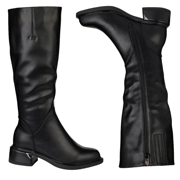 Kozaki damskie skórzane D&A by S.Barski CR52-110 black czarne