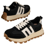 Czarne sneakersy na platformie damskie Filippo DP6743/25 BK skórzane