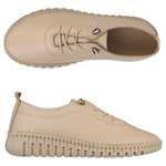 Skórzane półbuty na platformie T. Sokolski 4000 Beige beżowe wiązane