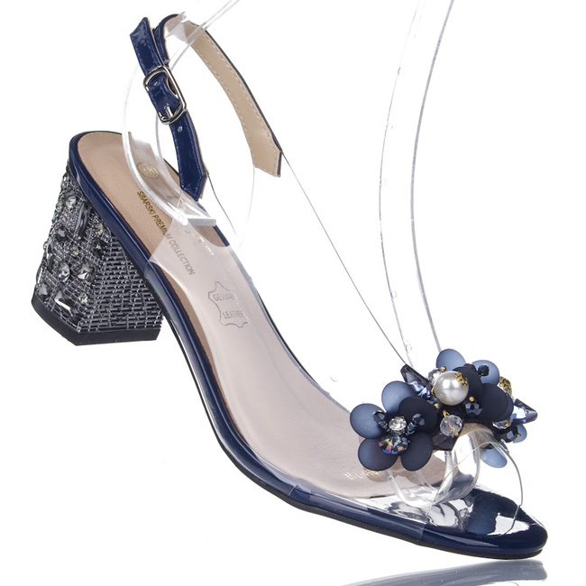 Sandałki na słupku transparentne silikonowe S.Barski MR51-727 blue