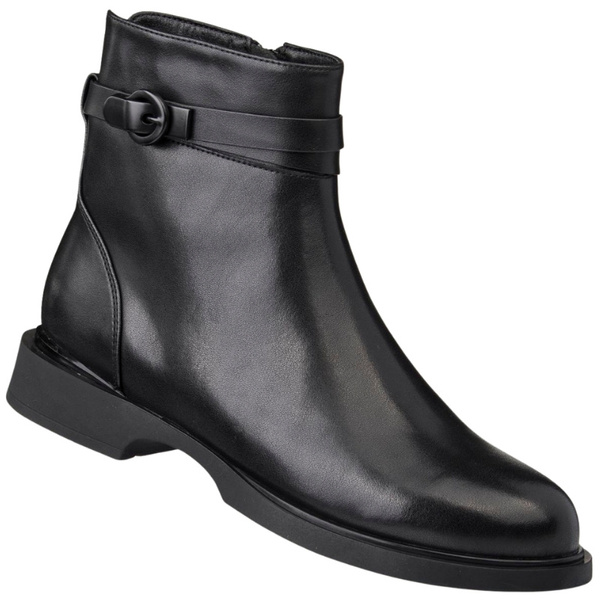 Czarne eleganckie botki damskie Filippo DBT7357/25 BK skórzane ocieplone