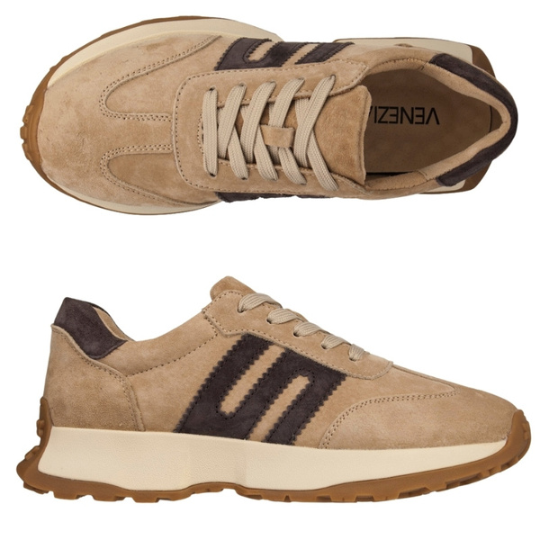 Beżowe sneakersy zamszowe Venezia V408-00396 skórzane sportowe
