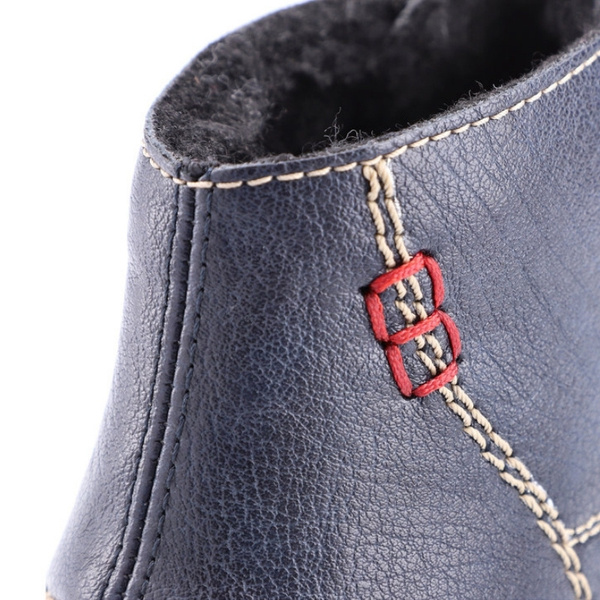 Granatowe Botki trzewiki damskie Rieker 55002-14 ciepłe zimowe