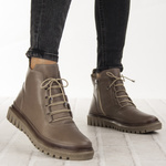 Beżowe botki damskie skórzane Artiker 55C1527 ocieplane trzewiki zimowe