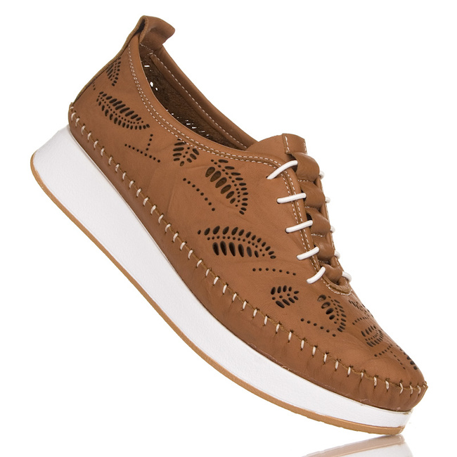 Brązowe sneakersy na platformie ażurowe Venezia E150LEBROSP029