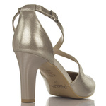 Złote sandałki skórzane Kotyl 7079 złoty ef buty taneczne damskie