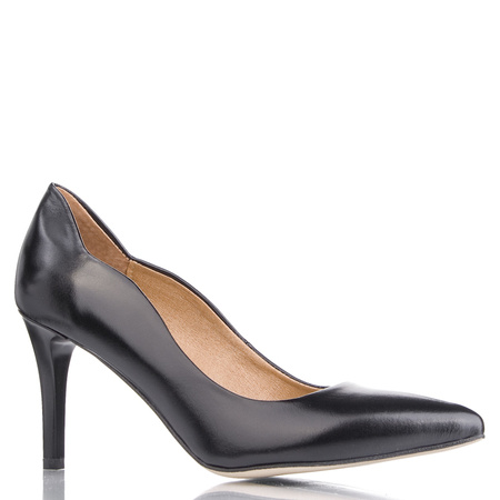 Szpilki damskie Prestige 2217 czarne lico skórzane wygodne wizytowe