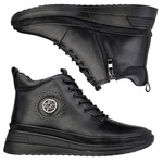 Czarne Botki na platformie damskie Filippo DBT4215/25 BK BK skórzane