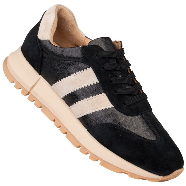 Czarne sneakersy damskie Venezia V408-00395-09 skórzane buty sportowe