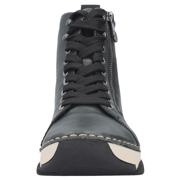 Zielone Botki damskie Rieker 45920-54 green sneakersy na grubej podeszwie