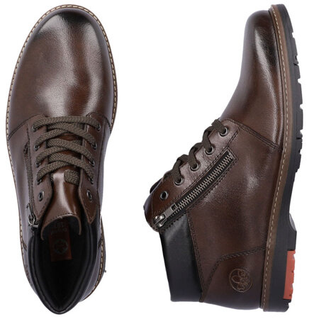 Trzewiki męskie zimowe Rieker 10502-25 brown brązowe skórzane ciepłe