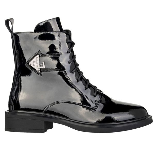 Czarne botki lakierowane damskie Filippo DBT7315/25 BK skórzane
