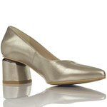 Niskie złote czółenka damskie Kotyl 0553 złoty ef skórzane buty ślubne