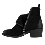 Zamszowe botki damskie Potocki 12751BK czarne ocieplone wygodne