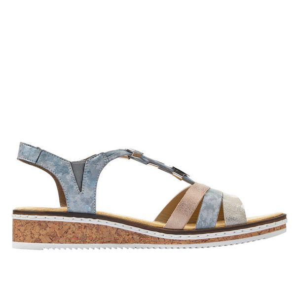 Sandały damskie Rieker V36G4-40 bleu kombi niebieskie wygodne lekkie