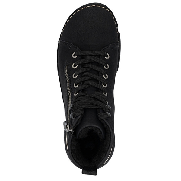 Czarne botki sportowe damskie Rieker 45920-01 ocieplone sneakersy