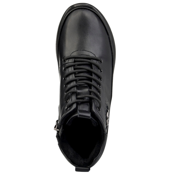 Czarne Botki na platformie damskie Filippo DBT4215/25 BK BK skórzane