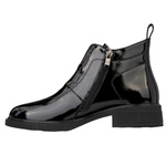 Lakierowane Botki z ozdobami D&A S.Barski MR52-118 czarne skórzane