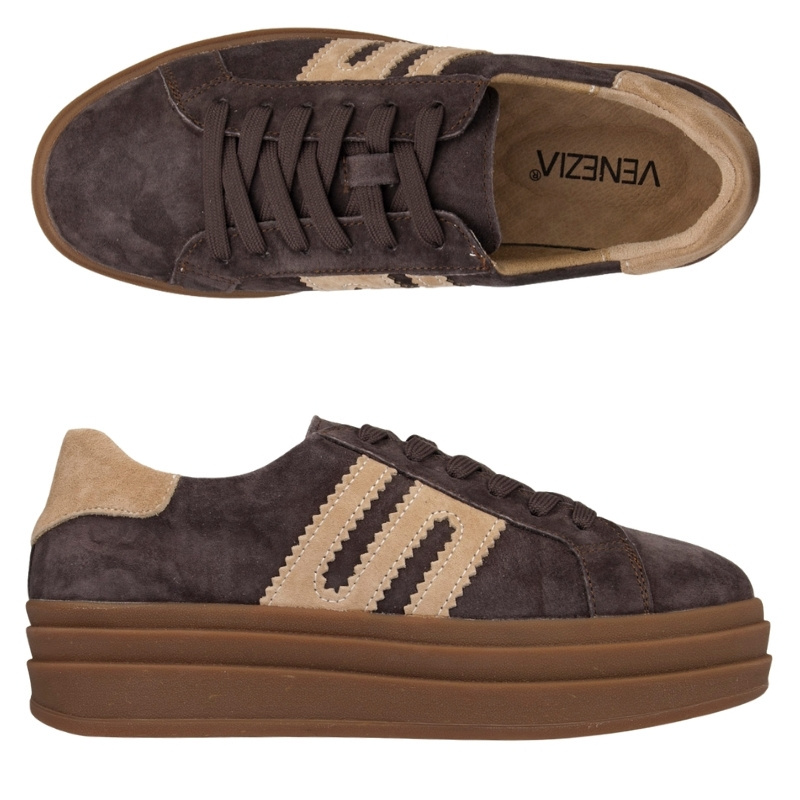 Brązowe sneakersy zamszowe Venezia V408-00392 skórzane sportowe