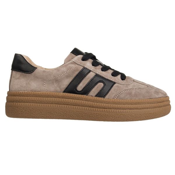 Beżowe sneakersy na platformie damskie Filippo 7114/25 TP skórzane