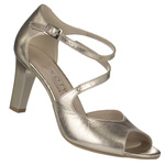 Złote sandałki na słupku Kotyl 4347 złoty lico skórzane buty taneczne