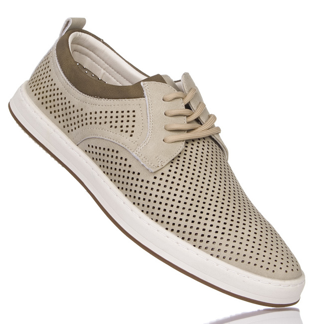 Beżowe półbuty męskie skórzane T.Sokolski MCT 316 beige ażurowe