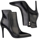 Botki na szpilce Venezia V428-00678-14BLA czarne skórzane wysokie