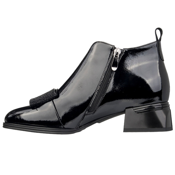 Botki lakierowane damskie Artiker 57C1037 czarne skórzane ocieplone