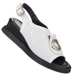 Sandały na koturnie damskie Filippo DS6873/25 WH białe skórzane