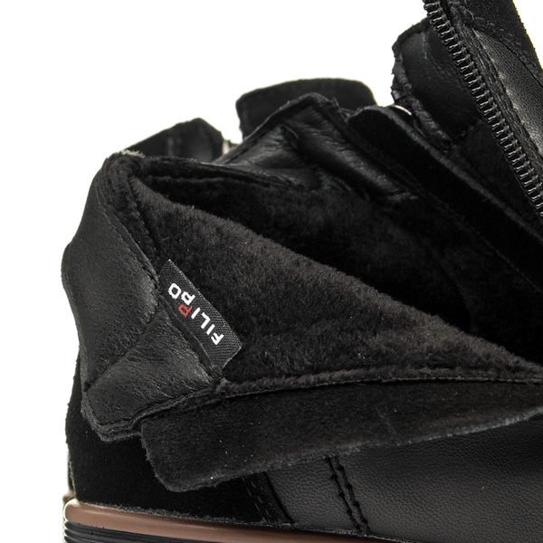 Czarne Botki damskie Filippo DBT3950/25 BK wygodne na haluksy skórzane