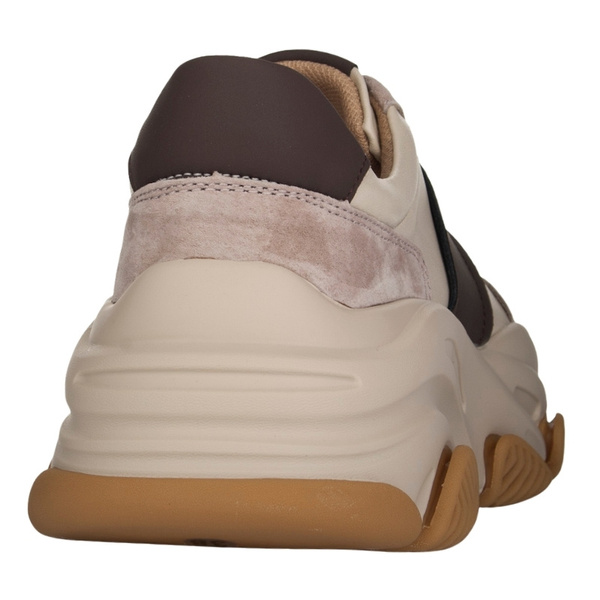 Beżowe sneakersy na platformie damskie Filippo DP7113 BE skórzane