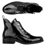 Eleganckie Botki lakierowane S.Barski HY52-527 czarne ocieplone