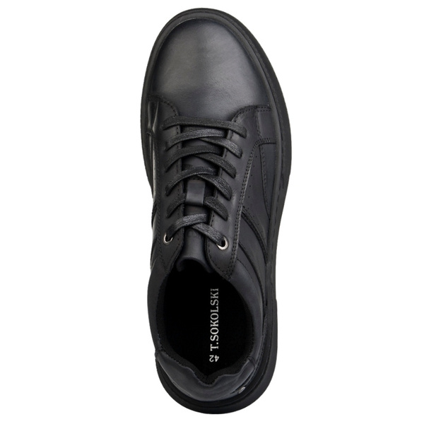 Skórzane sneakersy męskie T.Sokolski SHI J25-06 BLK czarne wiązane