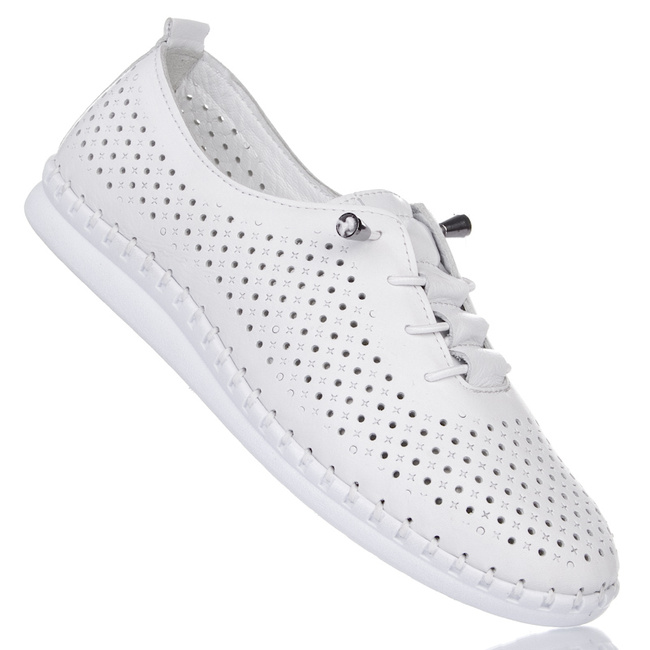 Białe półbuty ażurowe damskie T. SOKOLSKI W016 white skórzane