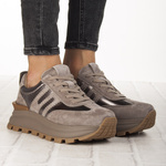 Beżowe sneakersy na platformie damskie Filippo DP7408 TP skórzane