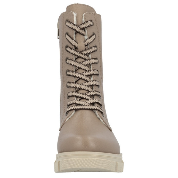 Botki na grubej podeszwie damskie Rieker Y7116-20 beżowe skórzane