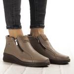 Skórzane Botki damskie na haluksy Helios 786 khaki tęgość H+ POLSKIE
