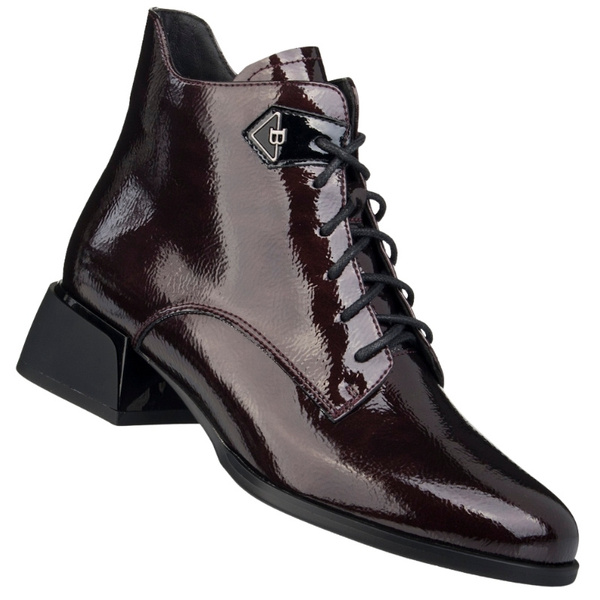 Eleganckie skórzane botki damskie Artiker 57C1119 bordowe ocieplone