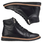 Czarne botki damskie Artiker 55C0787 skórzane podwójny zamek ciepłe