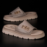 Polskie skórzane klapki damskie Lemar 40442 BF. Taupe beżowe wygodne