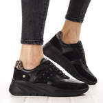 Czarne Sneakersy damskie Maciejka P7239-01 czarne skórzane sportowe