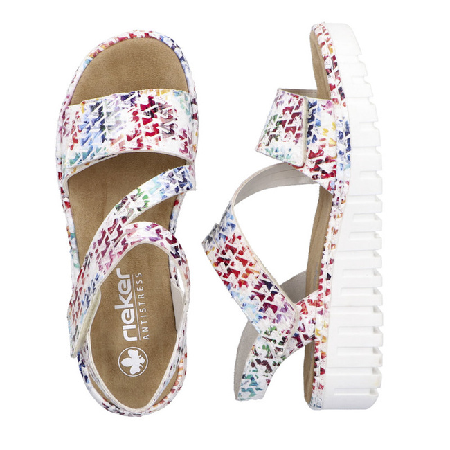 Sandały na platformie damskie Rieker V1364-90 multi wielokolorowe