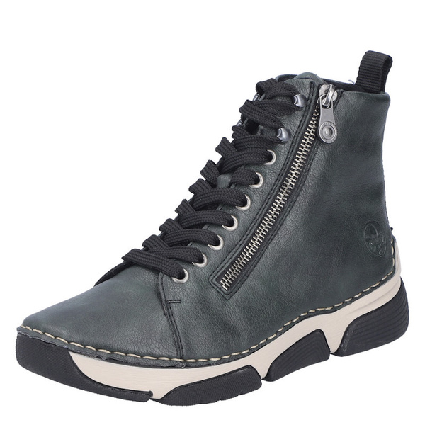 Zielone Botki damskie Rieker 45920-54 green sneakersy na grubej podeszwie
