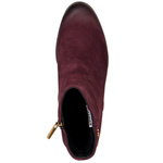 Zamszowe Botki na słupku damskie Artiker 57C0005 bordowe skórzane